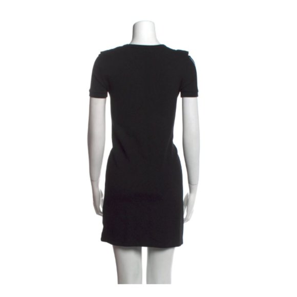 Red Valentino Mini Sheath Dress Small Black Crew Neck Short Sleeve Ruffle Print - Picture 12 of 12